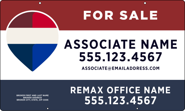 Hanging  Associate Name w Broker Address Sign Panel, 18h x 30w, Steel